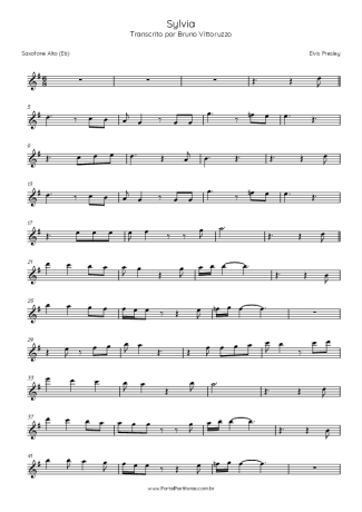 Elvis Presley Sylvia score for Alto Saxophone