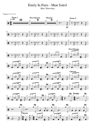 Emily In Paris Mon Soleil score for Drums