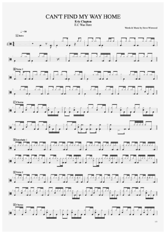 Eric Clapton  score for Drums