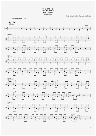 Eric Clapton  score for Drums