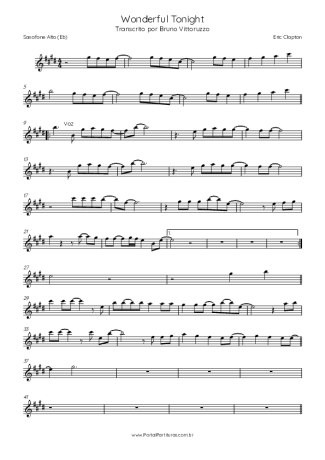 Eric Clapton  score for Alto Saxophone