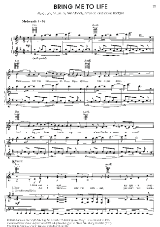 Evanescence  score for Piano