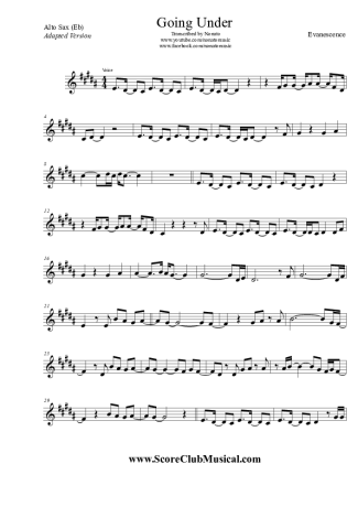 Evanescence  score for Alto Saxophone