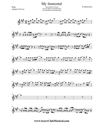 Evanescence  score for Flute