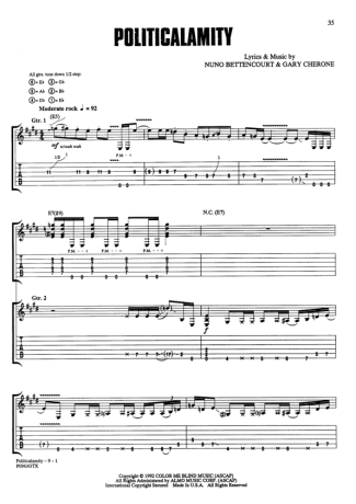 Extreme Politicalamity score for Guitar