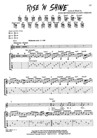 Extreme Rise N Shine score for Guitar