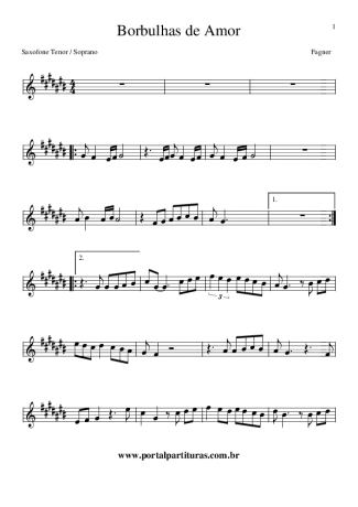 Fagner  score for Tenor Saxophone Soprano (Bb)