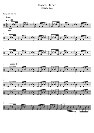 Fall Out Boy Dance Dance score for Drums