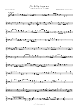 Flavio Venturine Céu De Santo Amaro (feat.  Caetano Veloso) score for Alto Saxophone