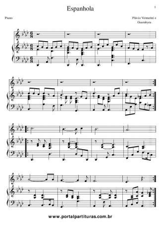 Flavio Venturine Espanhola score for Piano