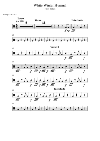 Fleet Foxes White Winter Hymnal score for Drums