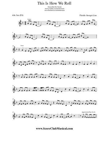 Florida Georgia Line  score for Alto Saxophone