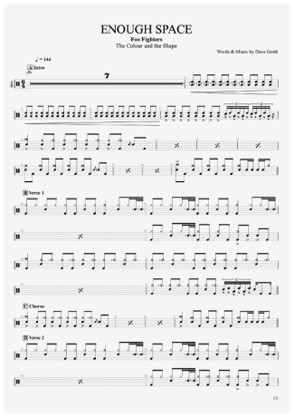 Foo Fighters Enough Space score for Drums