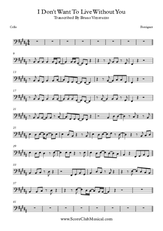 Foreigner  score for Cello