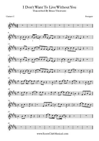 Foreigner  score for Clarinet (C)