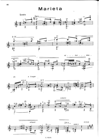 Francisco Tárrega Marieta score for Acoustic Guitar