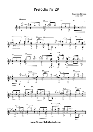 Francisco Tárrega  score for Acoustic Guitar