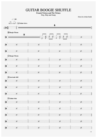 Franck Virtue and The Virtues Guitar Boogie Shuffle score for Drums