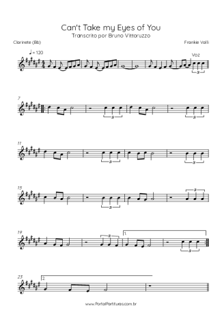 Frankie Valli  score for Clarinet (Bb)