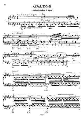 Franz Liszt Apparitions S.155 score for Piano