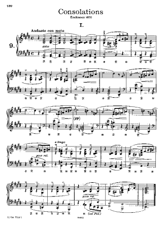 Franz Liszt Consolations S.172 score for Piano