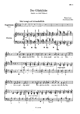 Franz Liszt Der Glückliche S.334 score for Piano