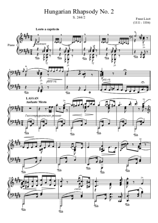 Franz Liszt  score for Piano