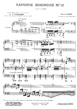 Franz Liszt  score for Piano