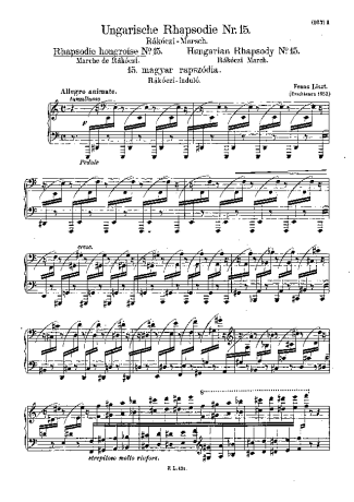 Franz Liszt  score for Piano