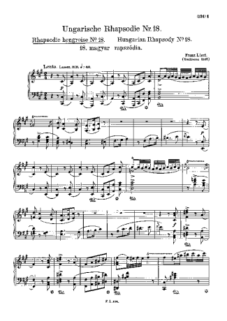 Franz Liszt  score for Piano