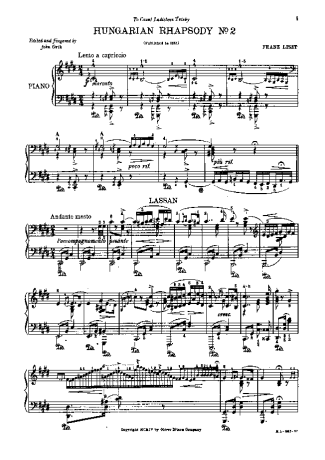 Franz Liszt Hungarian Rhapsody No.2 S.244 2 score for Piano