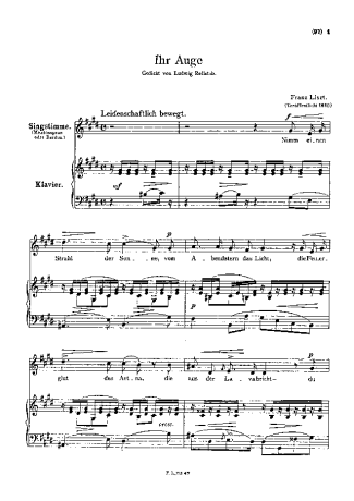 Franz Liszt Ihr Auge score for Piano