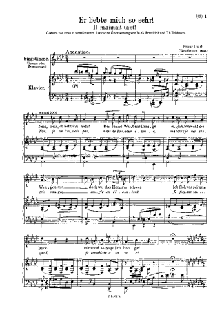 Franz Liszt Il Maimait Tant S.271 score for Piano