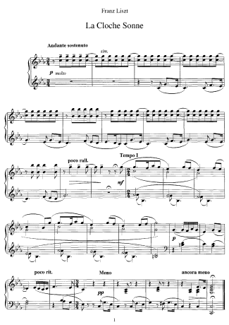 Franz Liszt La Cloche Sonne S.238 score for Piano