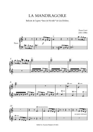 Franz Liszt  score for Piano