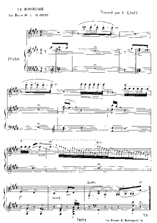 Franz Liszt Le Rossignol S.250 1 score for Piano