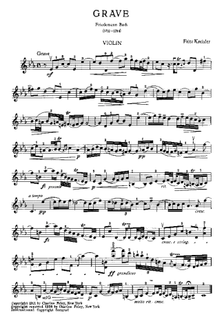 Fritz Kreisler  score for Violin