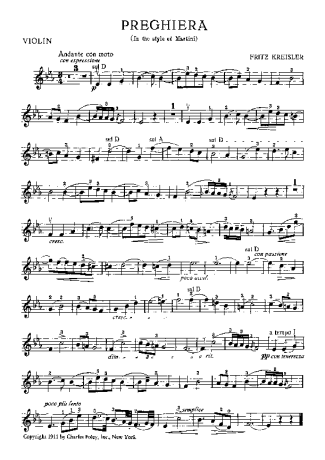 Fritz Kreisler  score for Violin