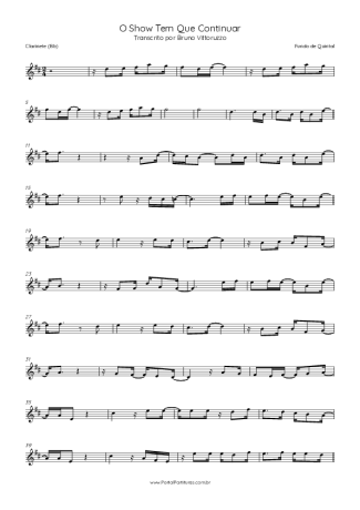 Fundo de Quintal O Show Tem Que Continuar score for Clarinet (Bb)