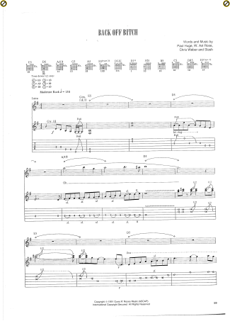 Guns N Roses  score for Guitar