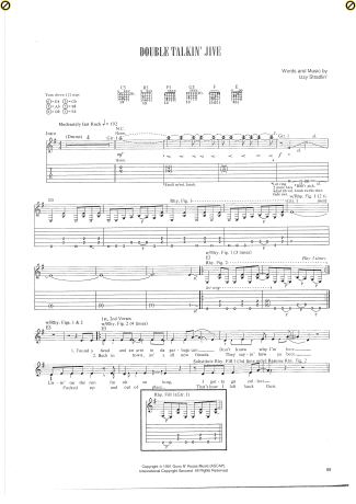 Guns N Roses Double Talkin Jive score for Guitar