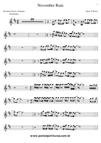 Guns N Roses  score for Clarinet (Bb)