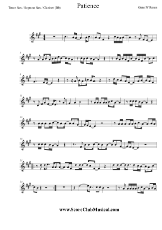 Guns N Roses  score for Clarinet (Bb)