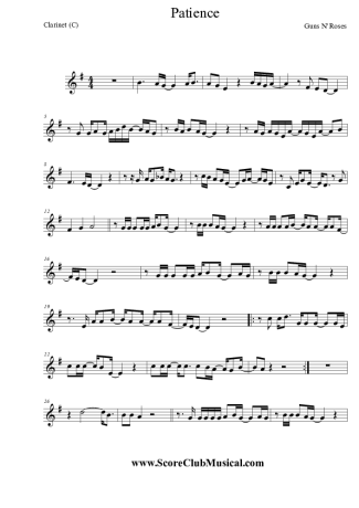 Guns N Roses  score for Clarinet (C)