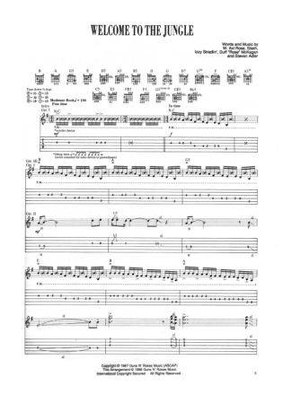 Guns N Roses  score for Guitar