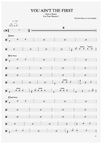 Guns N Roses  score for Drums