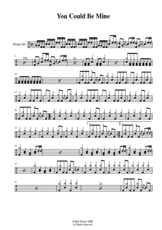 Guns N Roses  score for Drums