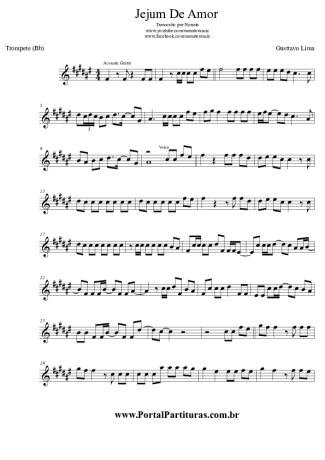 Gusttavo Lima Jejum De Amor score for Trumpet