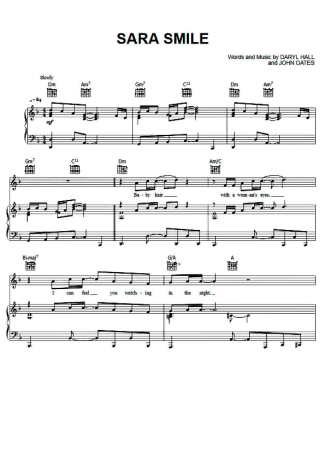 Hall & Oates Sara Smile score for Piano