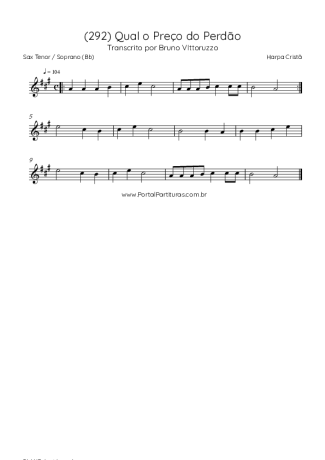 Harpa Cristã (292) Qual O Preço Do Perdão score for Tenor Saxophone Soprano (Bb)